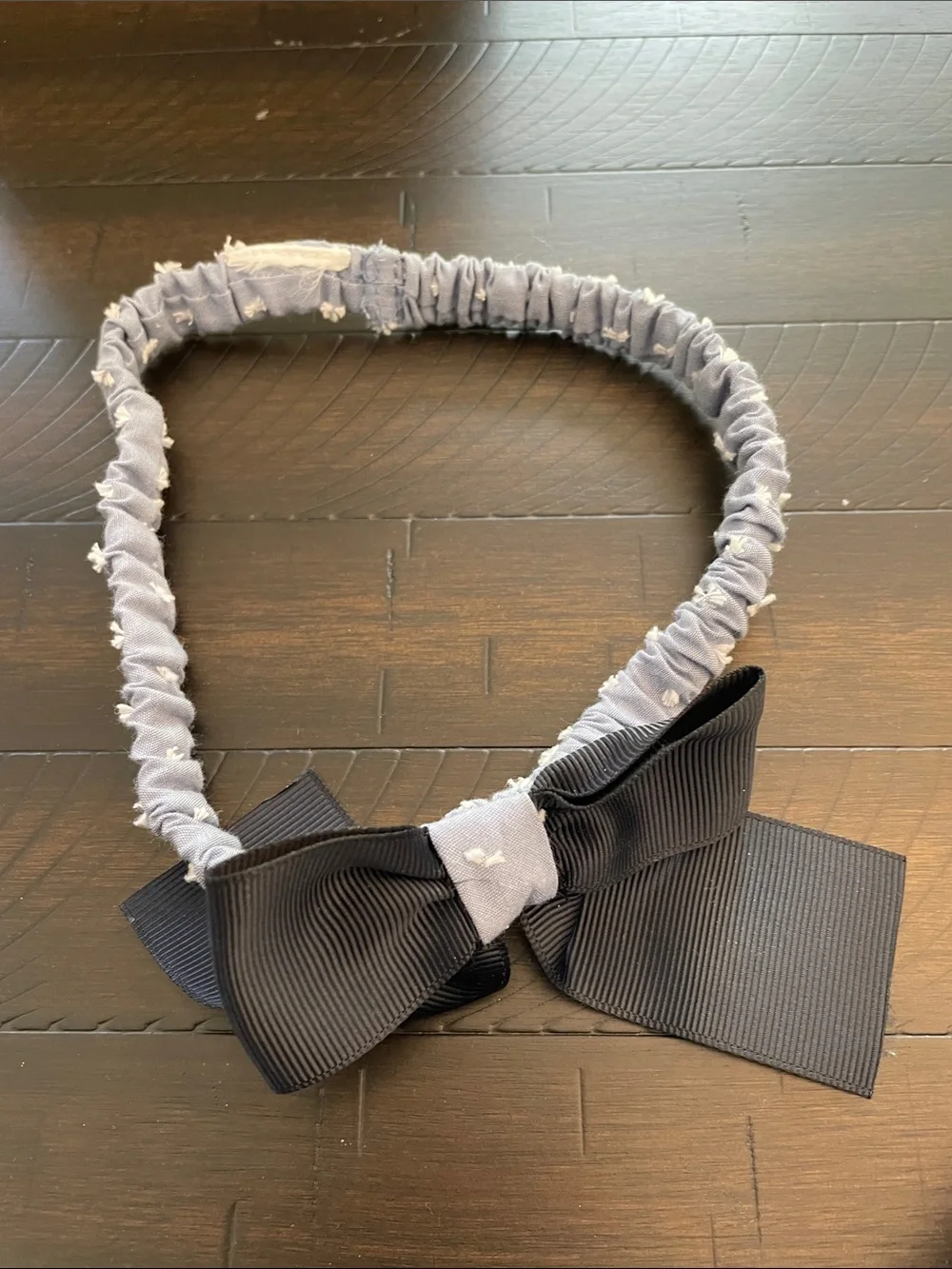 Bonnie Jean Light Gray Swiss Dot Dress with Bow